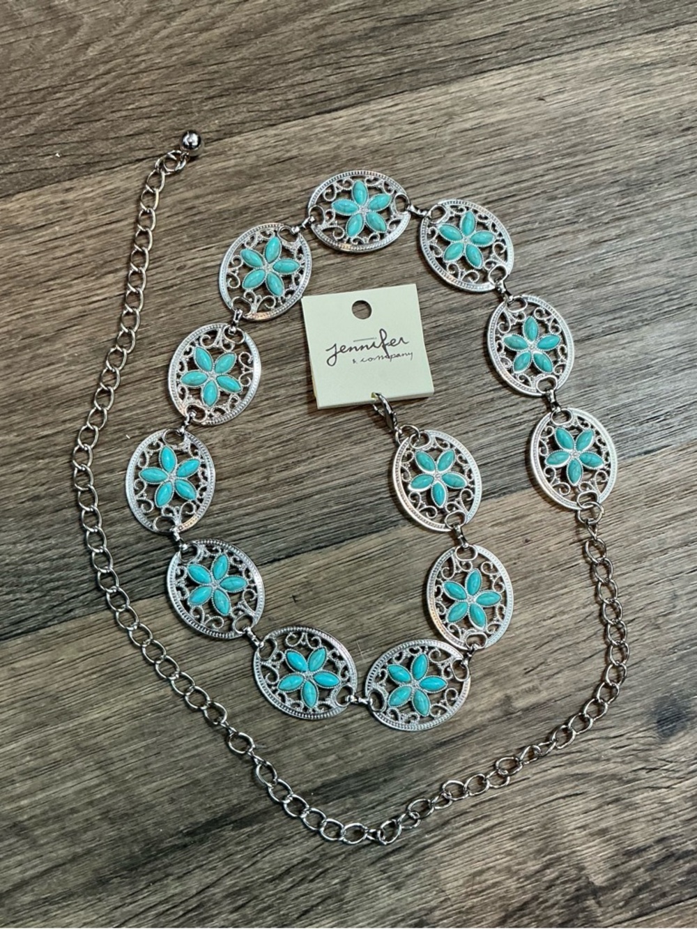 Boho Turquoise Belt – Silver Concho Style